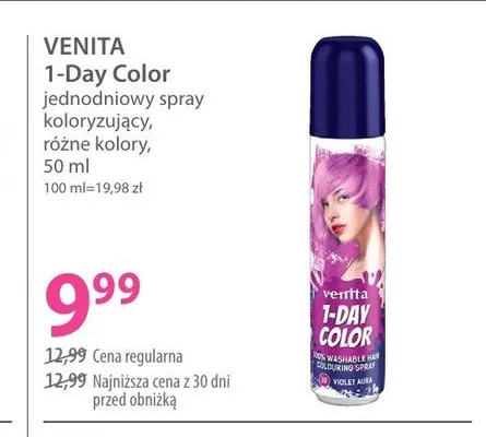 Spray koloryzujący do włosów Venita 1-Day Color promocja w Hebe