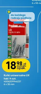 Kołki uniwersalne Ux hak L 6x35 mm Fischer promocja w Castorama