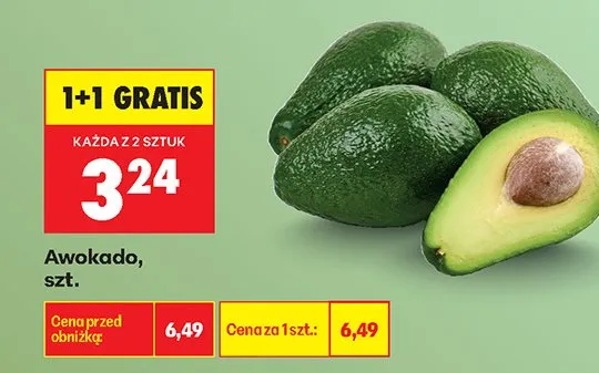 Awokado szt. 1+1 GRATIS promocja w Biedronka