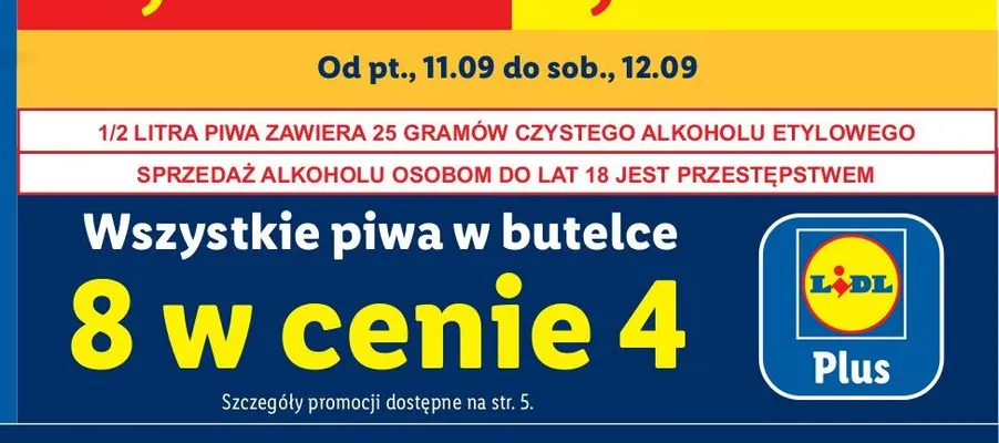 Piwa w butelce promocja w Lidl