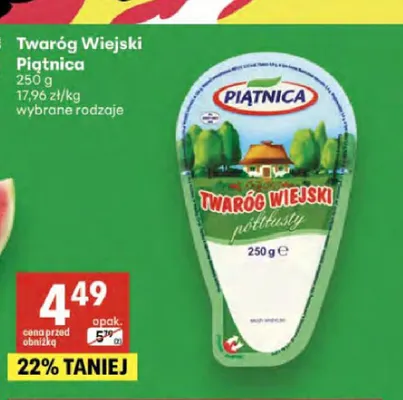 Twaróg Wiejski Piątnica półtłusty promocja w Delikatesy Centrum