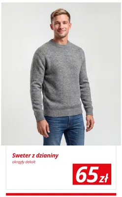 Sweter z dzianiny okrągły dekolt promocja w KiK