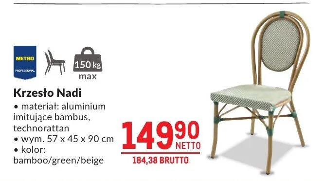 Krzesło Nadi bamboo/green/beige promocja w Makro