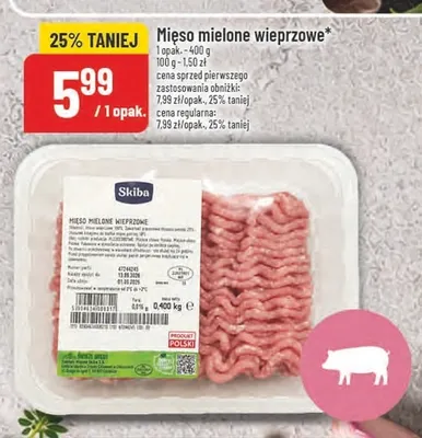 Mięso mielone wieprzowe Skiba promocja w POLOmarket