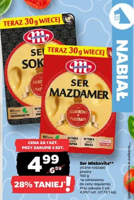 Ser Mlekovita plastry promocja w Netto