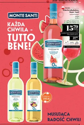 Wino bezalkoholowe Monte Santi słodkie Frizzante Maracuja Moscato promocja w POLOmarket
