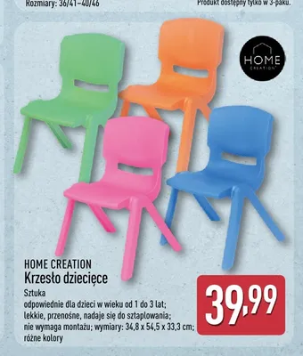 Krzesło dziecięce Home Creation promocja w Aldi