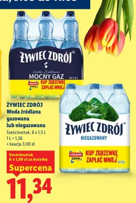 Woda źródlana gazowana 6 x 1,5l promocja w Lidl