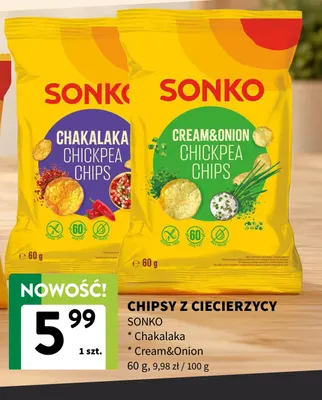Chipsy z ciecierzycy Cream & Onion Sonko promocja w Intermarche