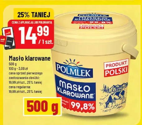 Masło klarowane Polmlek 99,8% promocja w POLOmarket