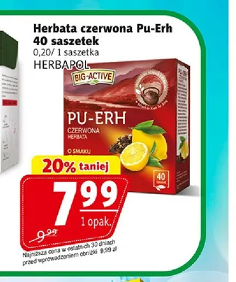 Herbata czerwona Pu-Erh Big Active promocja w Prim Market