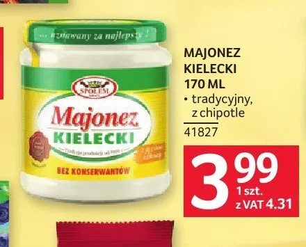 Majonez Kielecki z chipotle Społem promocja w Selgros