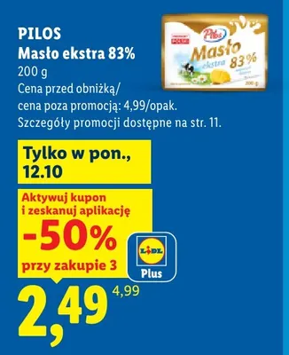Masło ekstra Pilos 83% promocja w Lidl