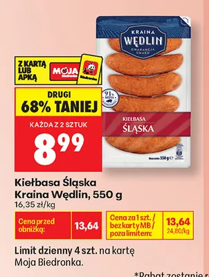 Kiełbasa śląska Kraina Wędlin promocja w Biedronka