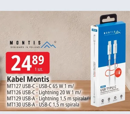 Kabel USB-C - USB-C Montis MT127 promocja w Leclerc