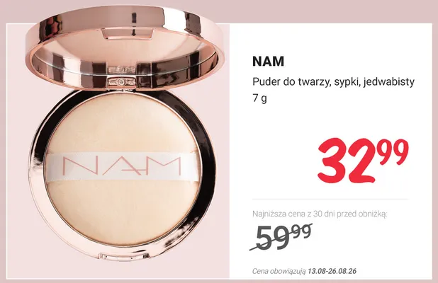 Puder do twarzy sypki jedwabisty NAM promocja w Rossmann