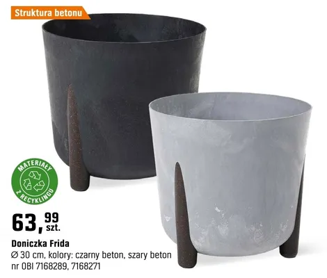 Doniczka Frida czarny beton 30cm promocja w OBI