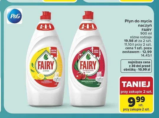 Płyn do mycia naczyń Cytryna Fairy promocja w Carrefour