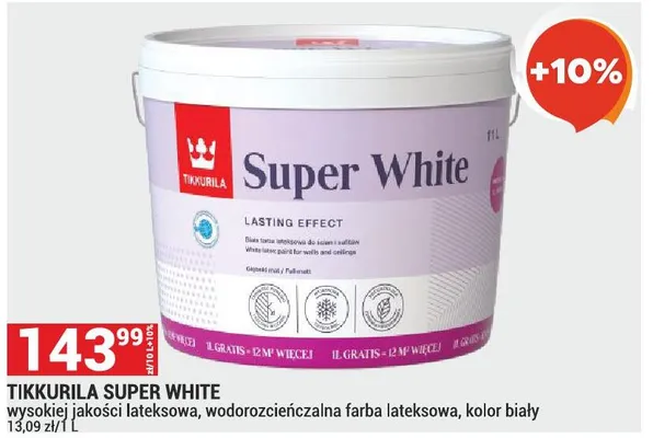Farba TIKKURILA SUPER WHITE promocja w Merkury Market