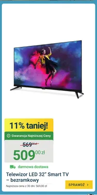 Telewizor LED 32" Smart TV bezramkowy promocja w ERLI