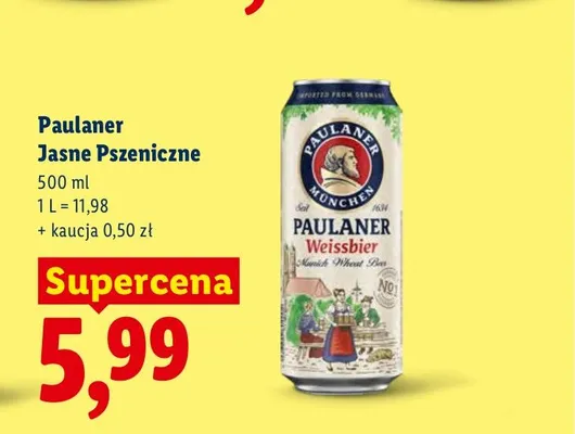 Piwo Paulaner Jasne Pszeniczne promocja w Lidl