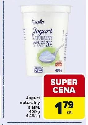 Jogurt naturalny SIMPL promocja w Carrefour Market