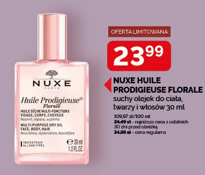 Suchy olejek do ciała twarzy i włosów Nuxe Huile Prodigieuse Florale promocja w Ziko Dermo