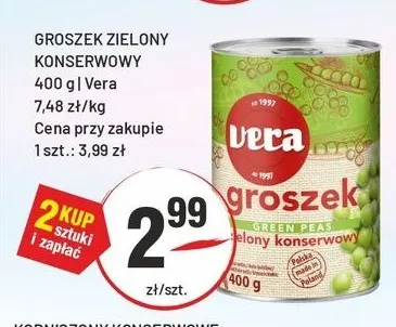 Groszek zielony konserwowy Vera promocja w Sedal