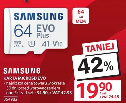 Karta microSD SAMSUNG EVO Plus 64 GB promocja w Selgros