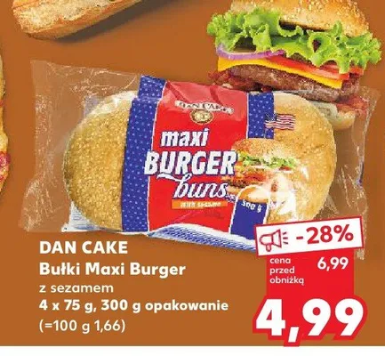 Bułki Maxi Burger z sezamem 4 x 75 g promocja w Kaufland