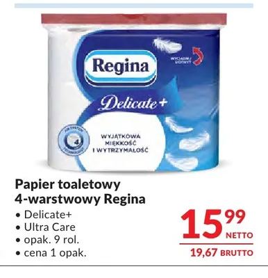 Papier toaletowy 4-warstwowy Ultra Care Regina promocja w Makro