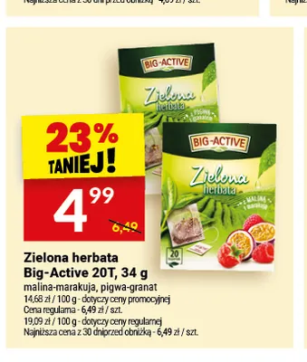 Zielona herbata Big-Active malina-marakuja promocja w Twój Market