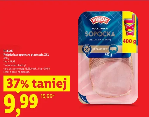 Polędwica sopocka w plastrach, XXL Pikok promocja w Lidl