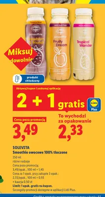 Smoothie owocowe Solevita jabłko banan mango promocja w Lidl