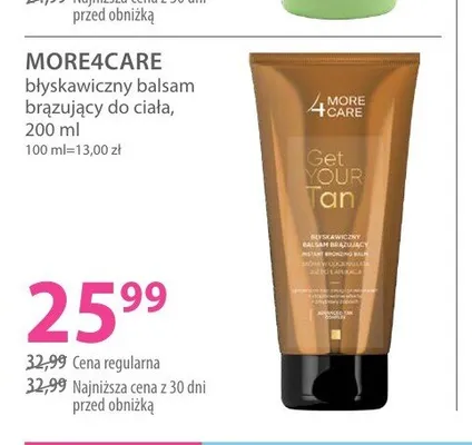 Balsam brązujący do ciała More4Care błyskawiczny promocja w Hebe