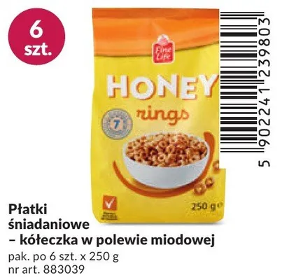 Płatki śniadaniowe kółeczka w polewie miodowej Honey rings promocja w Makro