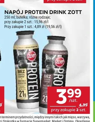 Napój proteinowy Protein Drink Zott promocja w Stokrotka