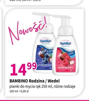 Pianka do mycia rąk Bambino Rodzina o zapachu malinowym promocja w Drogerie Polskie