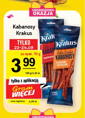 Kabanosy Krakus Extra Cienkie wieprzowe promocja w Gram Market