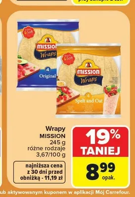 Wrapy Spelt and Oat Mission promocja w Carrefour Market