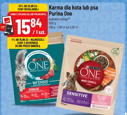 Karma dla psa Purina One Mini/Small Sensitive promocja w POLOmarket