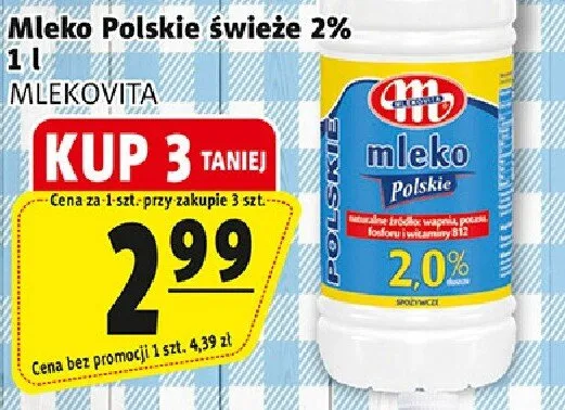 Mleko Polskie świeże 2% promocja w Prim Market