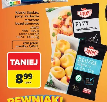 Kluski śląskie, pyzy, kartacze mrożone bezglutenowe Jawo promocja w Carrefour