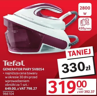 Generator pary Tefal SV8054 promocja w Selgros