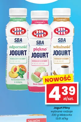 Jogurt pitny Mlekovita SBA piękno liczi-limonka promocja w emma MARKET