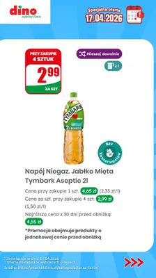 Napój Niegaz. Jabłko Mięta Aseptic promocja w Dino