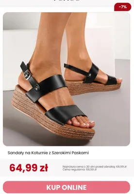 Sandały na koturnie z szerokimi paskami Renee promocja w Renee