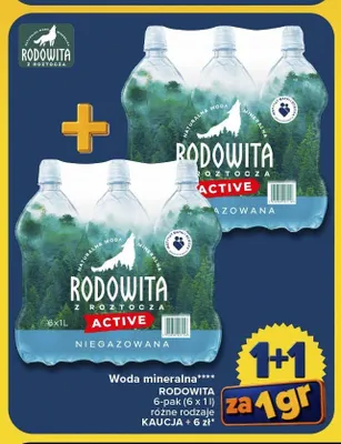 Woda mineralna Rodowita z Roztocza Active Gazowana 6-pak 1 l promocja w Carrefour