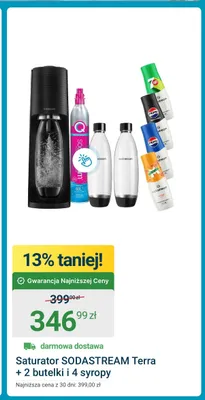 Saturator Sodastream Terra + 2 butelki i 4 syropy promocja w ERLI