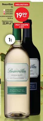 Wino białe Beauvillon półsłodkie promocja w Żabka